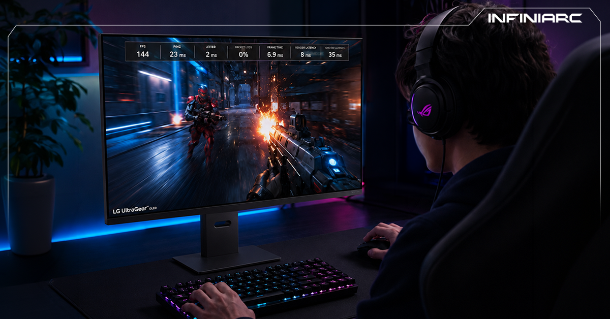 Comparison of 1ms and 5ms response times on a gaming monitor, highlighting ghosting and motion clarity differences.