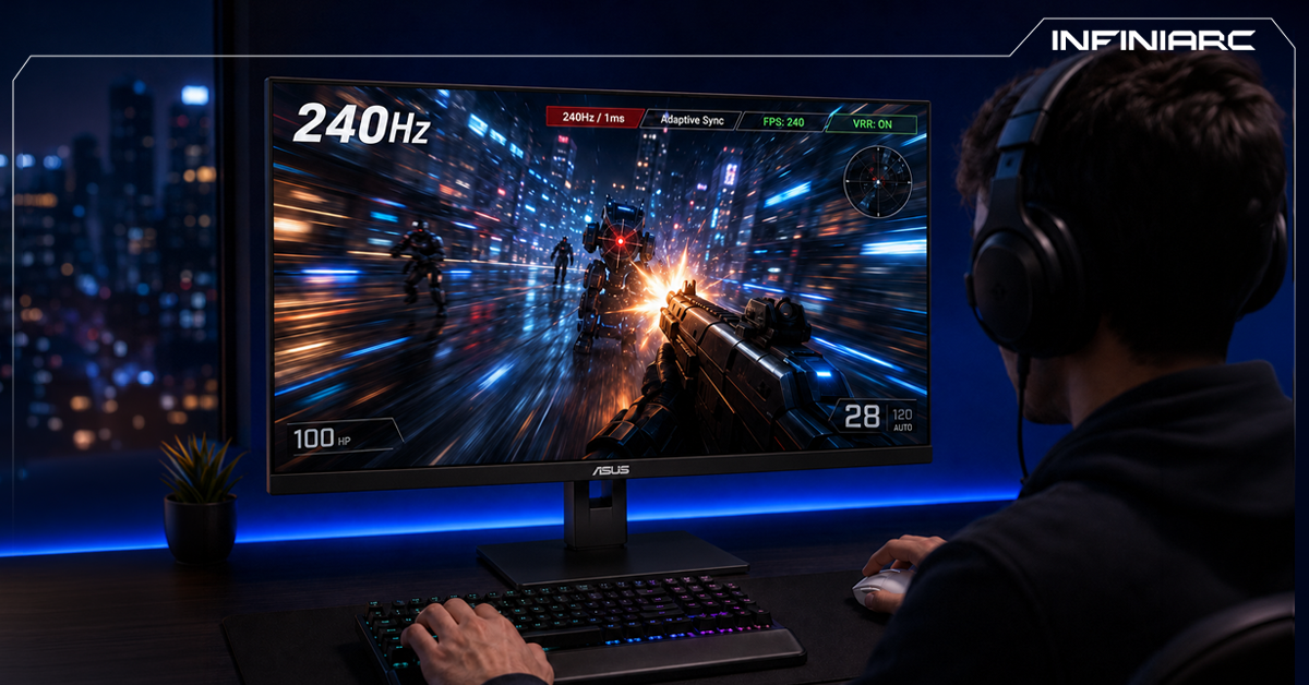 High-refresh-rate gaming monitor delivering smooth gameplay with a 144Hz display for competitive gaming.