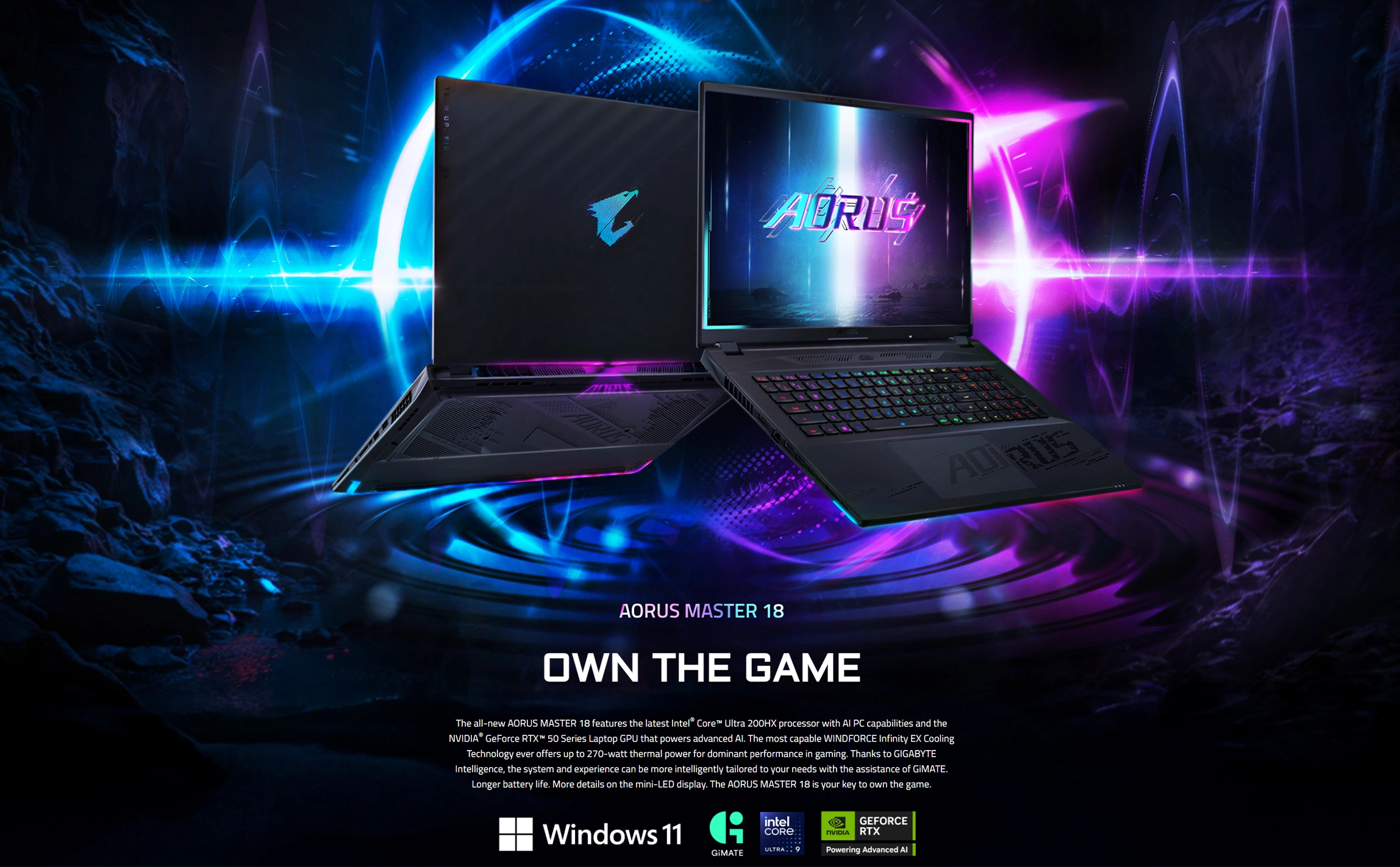 Gigabyte AORUS Master 18 RTX 5090 Gaming Laptop | 18" Mini-LED 240Hz Ultra 9