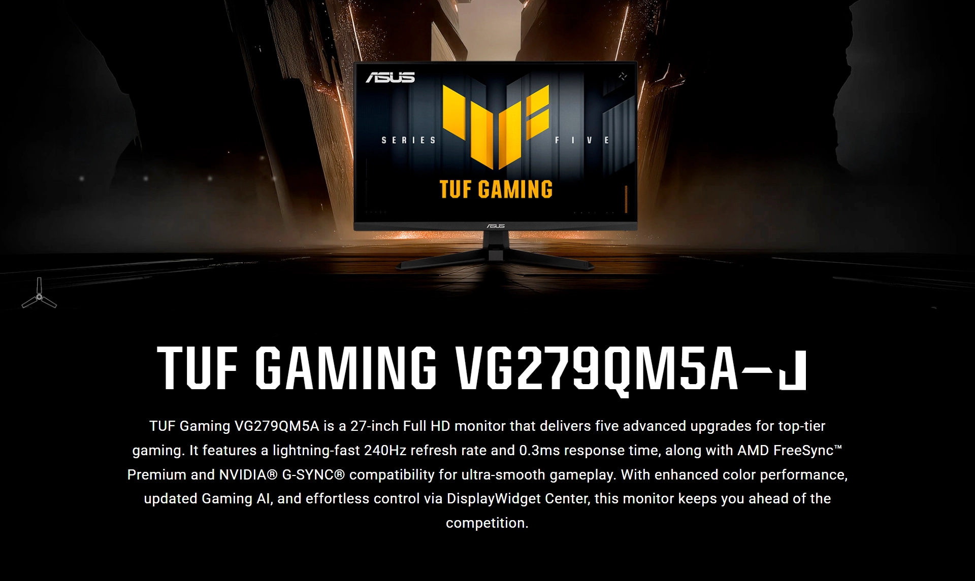 ASUS TUF Gaming Series 5 VG279QM5A-J, 27" FHD (1920 x 1080) Fast IPS, 240Hz, 0.3ms, AMD FreeSync Premium,NVIDIA G-Sync, Black Monitor - Infiniarc Edition