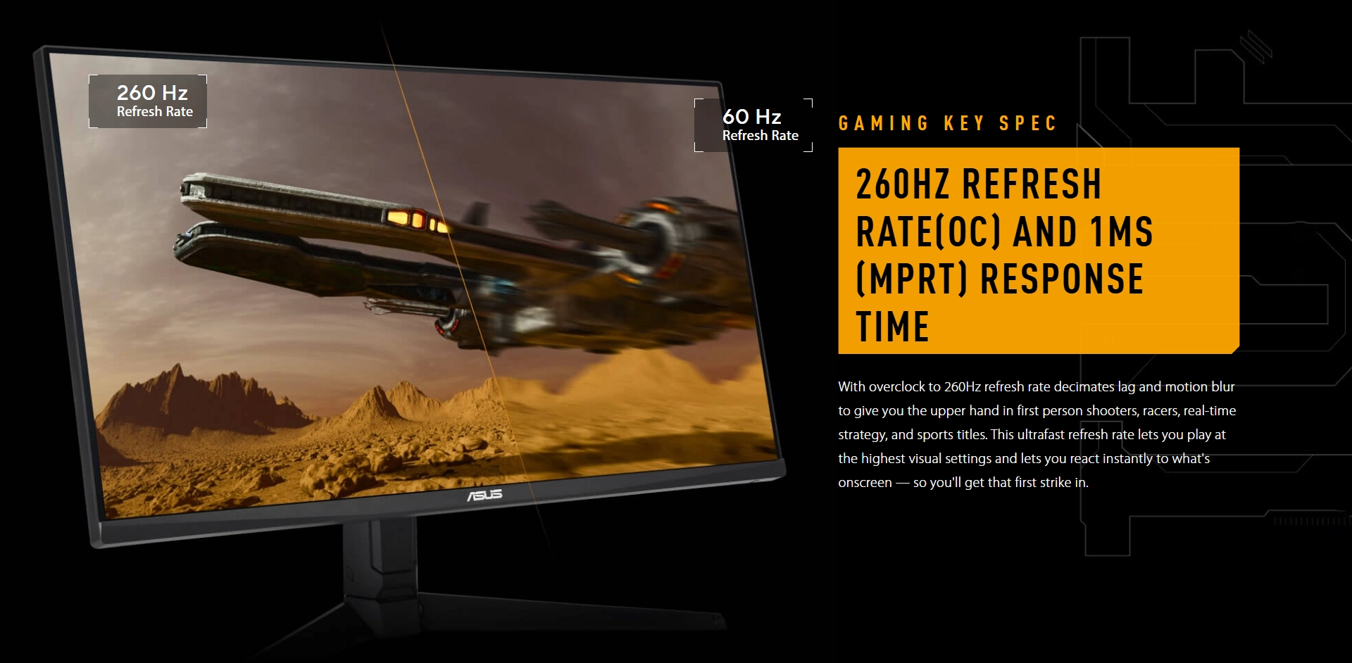 ASUS TUF VG27AQML1A-J, 27-inch, QHD (2560x1440), IPS, 260Hz Overclock, 1ms, Freesync Premium, Gaming Monitor - Infiniarc Edition