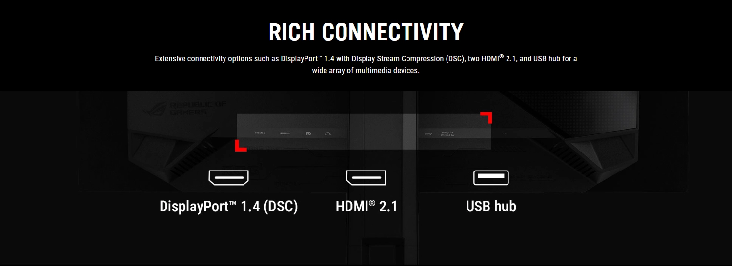Asus ROG Strix XG27AQWMG, 27" QHD (2560 x 1440) TrueBlack Glossy Tandem OLED, 280Hz, 0.03ms, NVIDIA G-Sync & AMD FreeSync, Black Gaming Monitor