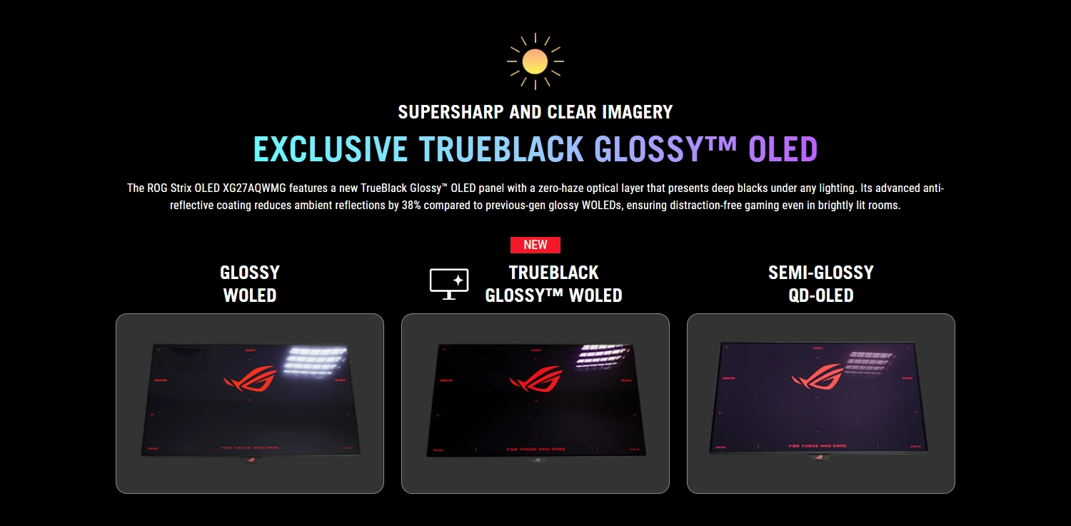 Asus ROG Strix XG27AQWMG, 27" QHD (2560 x 1440) TrueBlack Glossy Tandem OLED, 280Hz, 0.03ms, NVIDIA G-Sync & AMD FreeSync, Black Gaming Monitor 