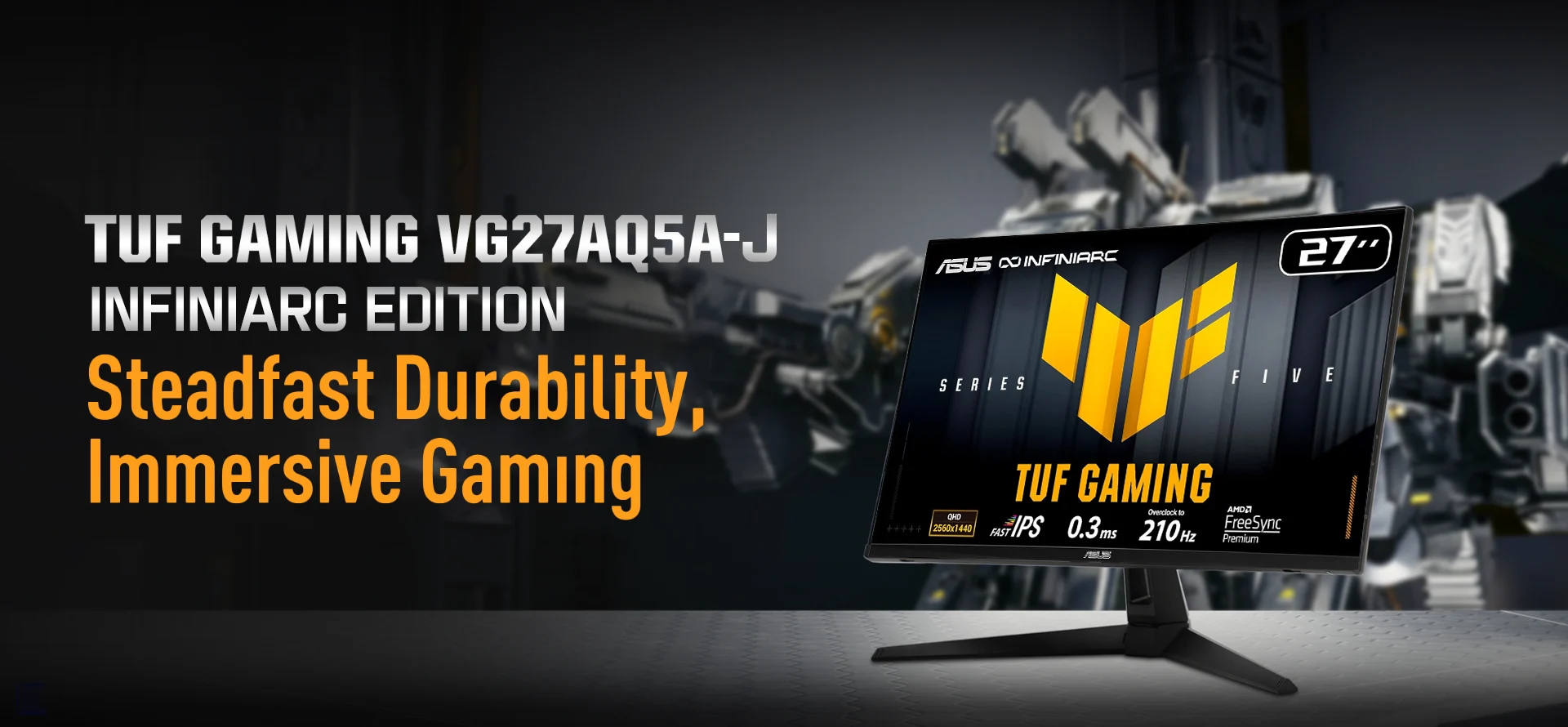 ASUS TUF VG27AQ5A-J 27" QHD Gaming Monitor 210Hz Fast IPS 0.3ms – HDR & Adaptive Sync