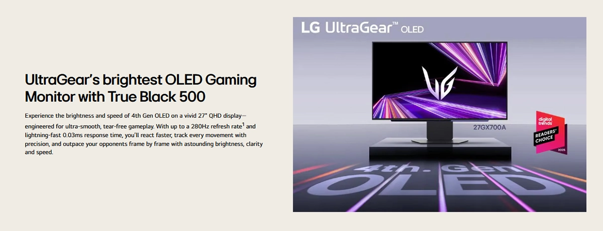 LG UltraGear™ 27GX700A-B Gaming Monitor