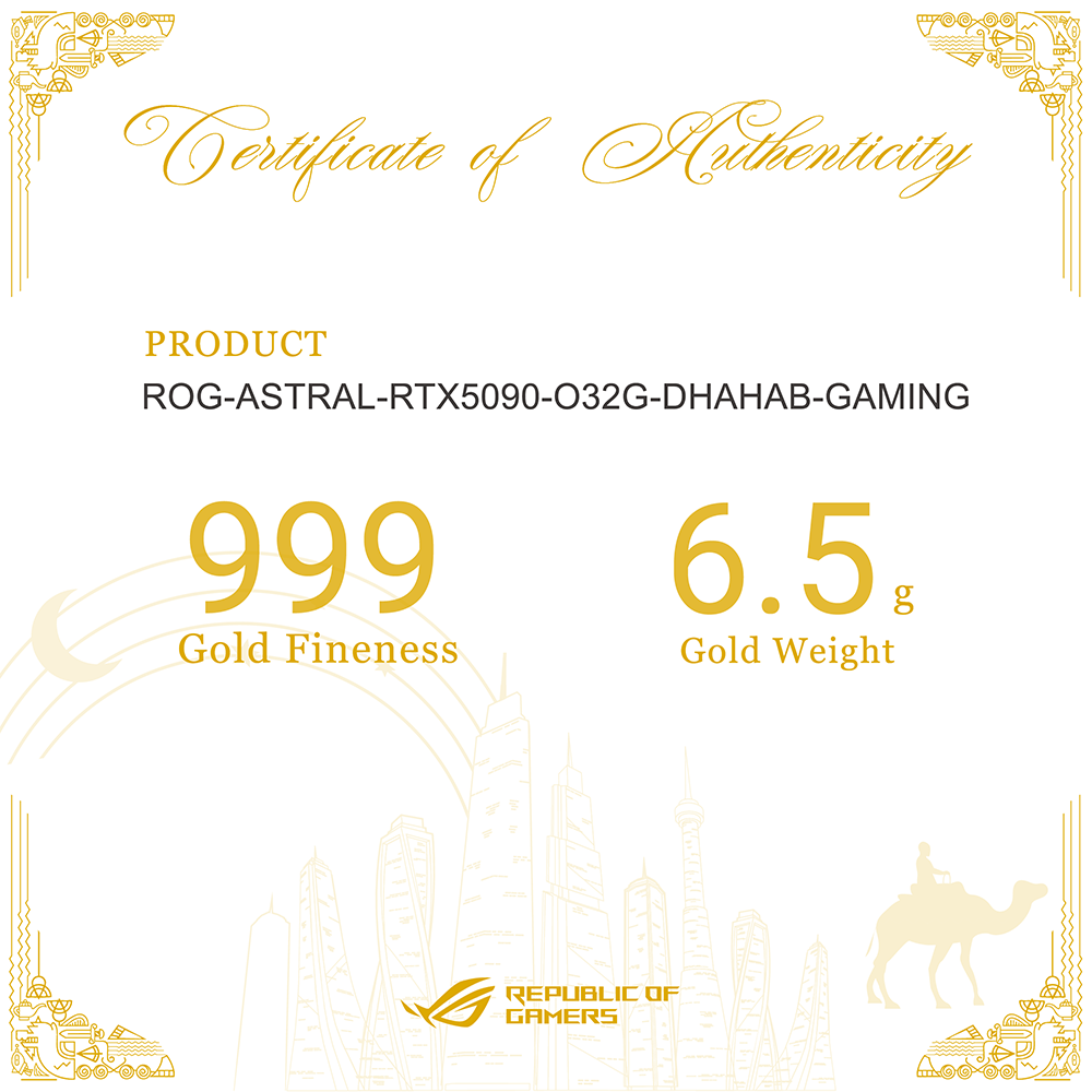 ASUS ROG Astral Dhahab GeForce RTX 5090, 32GB GDDR7 OC Edition Gold GPU
