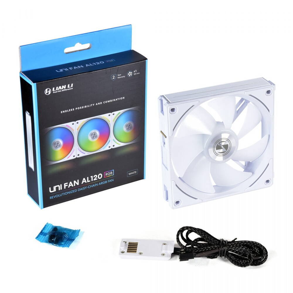 Lian Li UNI FAN AL120 Digital Addressable RGB 120 Fan, Single Pack, White