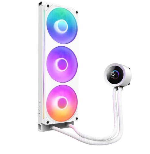 NZXT Kraken RGB 360mm - RL-KR360-W1- AIO RGB CPU Liquid Cooler - LCD Display - 3 x F120RGB Core Fans White Radiator