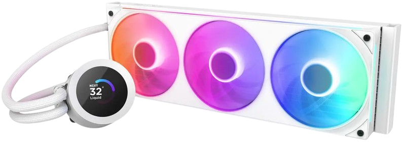 NZXT Kraken RGB 360mm - RL-KR360-W1- AIO RGB CPU Liquid Cooler - LCD Display - 3 x F120RGB Core Fans White Radiator