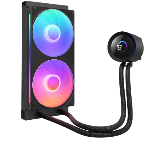 NZXT Kraken Plus 240mm RGB AIO, LCD Display, 2 x RGB Core Fans, Black CPU Liquid Cooler