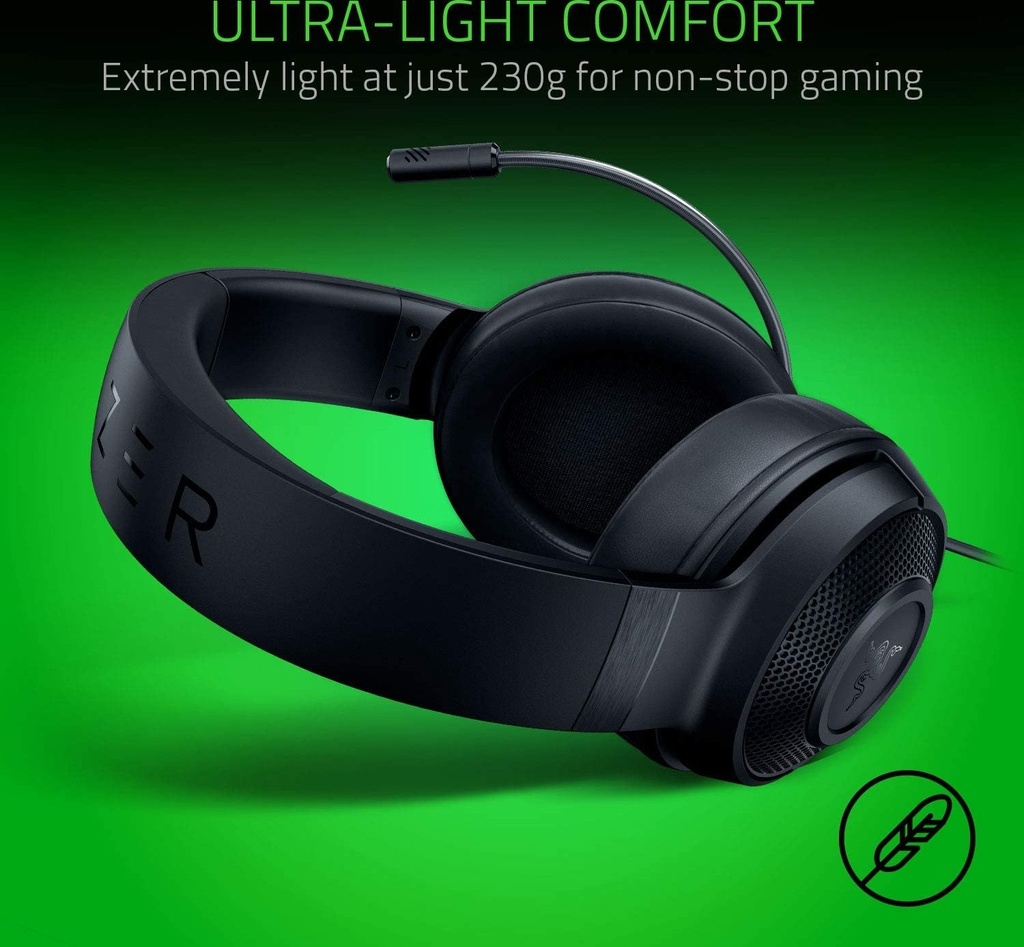 Razer Kraken V3 X Lite, Multi-Platform  Ultralight, 7.1 Surround Sound, 40mm drivers, Black Gaming Headset