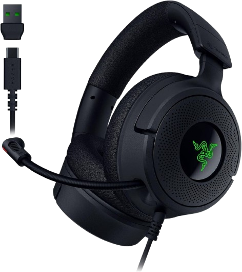 Razer Kraken V4 X, 40mm TriForce Driver, Retractable Razer HyperClear, Black Gaming Headsdest 