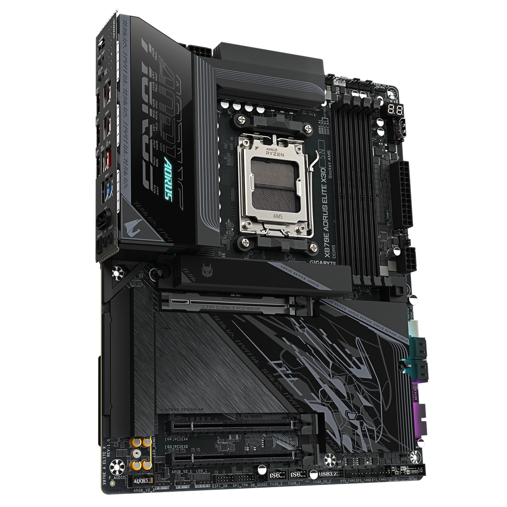 Gigabyte X870E A ELITE X3D ICE, WiFi, AM5, DDR5 Black Motherboard