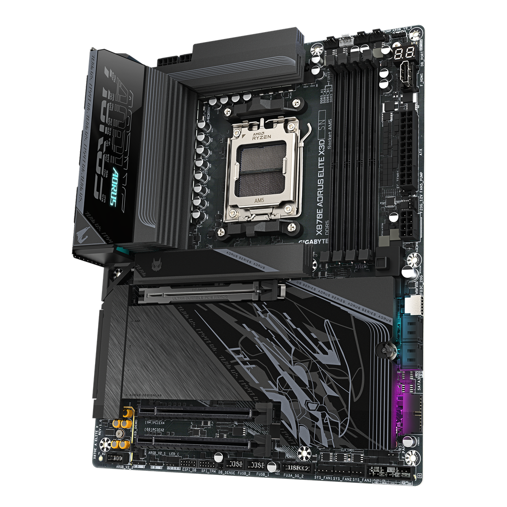Gigabyte X870E A ELITE X3D ICE, WiFi, AM5, DDR5 Black Motherboard
