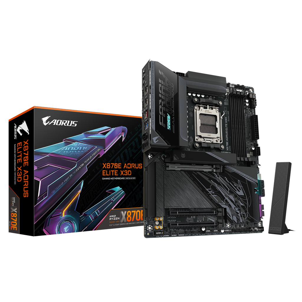 Gigabyte X870E A ELITE X3D ICE, WiFi, AM5, DDR5 Black Motherboard