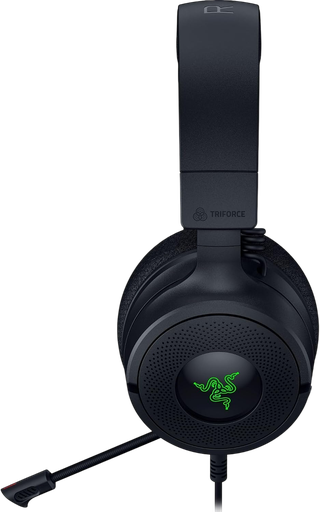 Razer Kraken V4 X, 40mm TriForce Driver, Retractable Razer HyperClear, Black Gaming Headset 