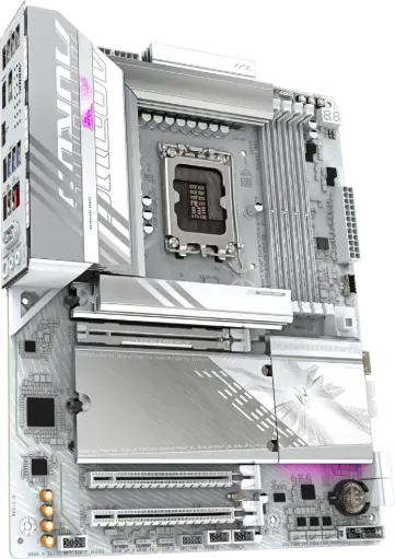 GIGABYTE B860 AORUS ELITE WF7 ICE, Intel Ultra LGA 1851 DDR5 ATX White Motherboard