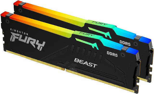 Kingston 64GB 5200MT/s DDR5 CL40 DIMM (Kit of 2) FURY Beast RGB XMP KF552C40BBAK2-64