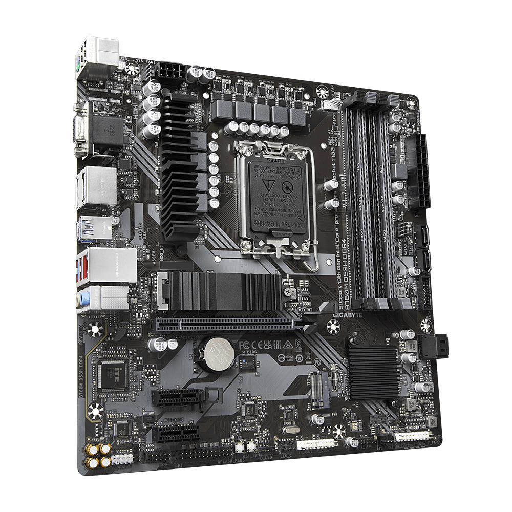 GIGABYTE B760M DS3H DDR4 LGA 1700 Intel B760 M-ATX Motherboard with DDR4, Dual M.2, PCIe 4.0, USB 3.2 Gen 2 Type-C, 2.5GbE LAN, Q-Flash Plus, PCIe EZ-Latch