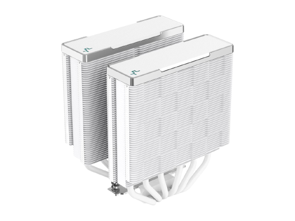 DeepCool AK620 WH High-Performance CPU Cooler, Dual-Tower Design, 2x 120mm Fluid Dynamic Bearing Fans, 6 Copper Heat Pipes, 260W Heat Dissipation, White.