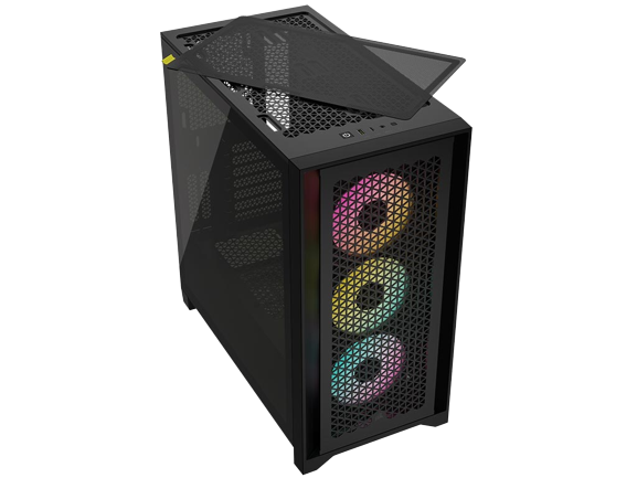 CORSAIR iCUE 4000D RGB AIRFLOW Mid-Tower Case, Black - 3x AF120 RGB ELITE Fans - iCUE Lighting Node PRO Controller - High-airflow Design