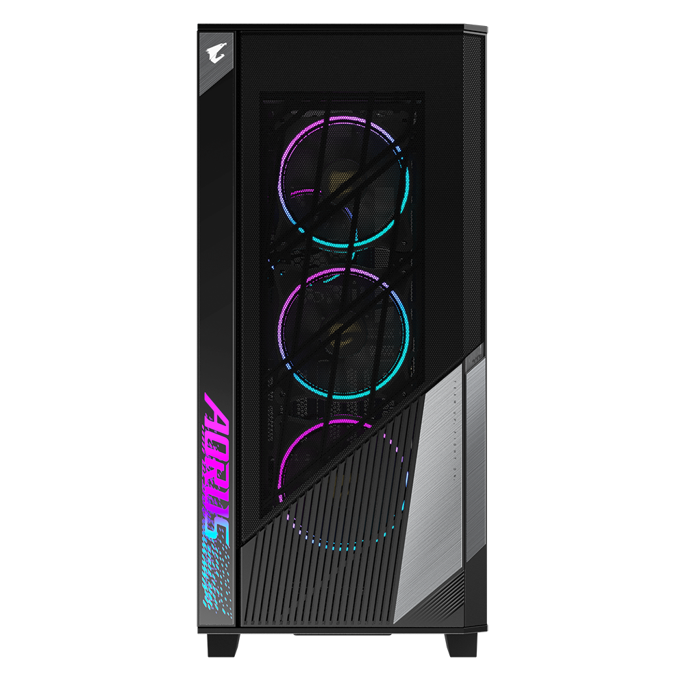 GIGABYTE AORUS C500 GLASS - Black Mid Tower PC Gaming Case, Tempered Glass, USB Type-C, 4x ARBG Fans Included (GB-AC500G ST)