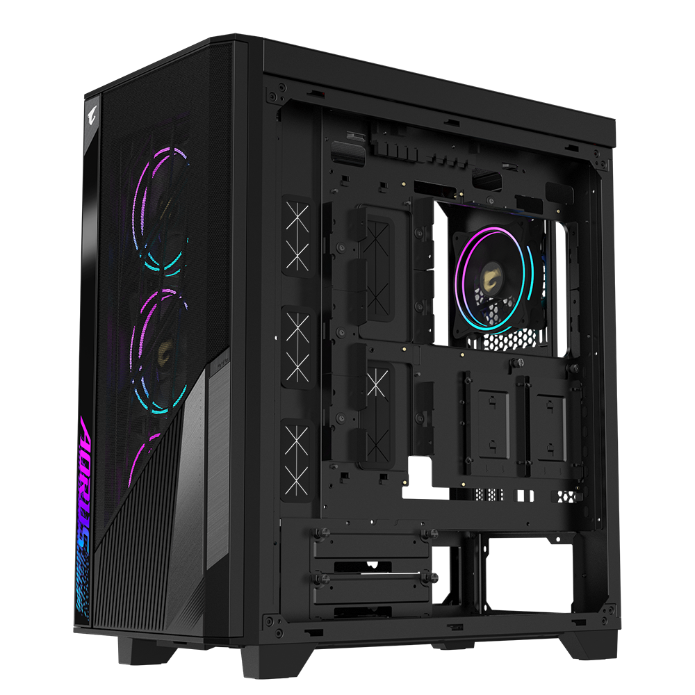 GIGABYTE AORUS C500 GLASS - Black Mid Tower PC Gaming Case, Tempered Glass, USB Type-C, 4x ARBG Fans Included (GB-AC500G ST)