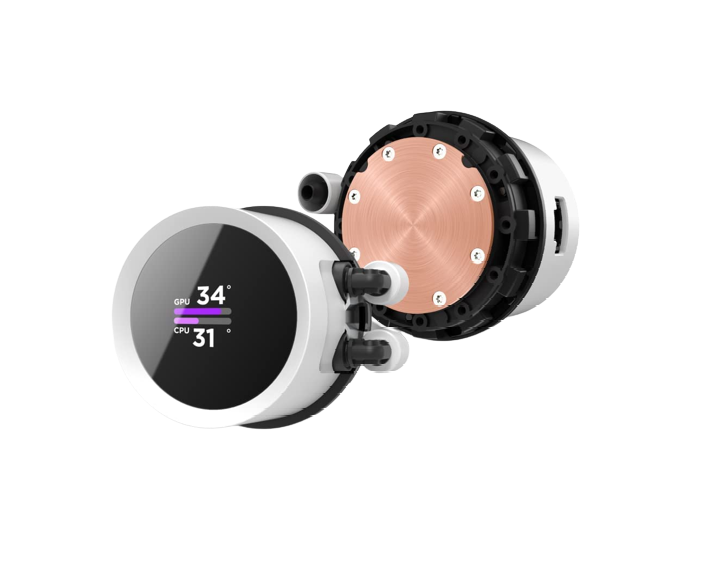 NZXT Kraken RGB 240mm - RL-KR240-W1- AIO RGB CPU Liquid Cooler - LCD Display - 2 x F120RGB Core Fans Radiator Fans White LGA 1700 / AM5 Compatible