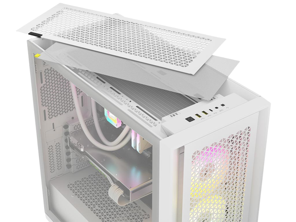 CORSAIR iCUE 5000D RGB AIRFLOW Mid-Tower Case, True White - 3x AF120 RGB ELITE - White Fans - iCUE Lighting Node PRO Controller - High-airflow Desig