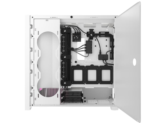 CORSAIR iCUE 5000D RGB AIRFLOW Mid-Tower Case, True White - 3x AF120 RGB ELITE - White Fans - iCUE Lighting Node PRO Controller - High-airflow Desig