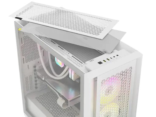 CORSAIR iCUE 5000D RGB AIRFLOW Mid-Tower Case, True White - 3x AF120 RGB ELITE - White Fans - iCUE Lighting Node PRO Controller - High-airflow Desig.webp