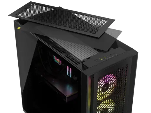 CORSAIR iCUE 5000D RGB AIRFLOW Mid-Tower Case, Black - 3x AF120 RGB ELITE Fans - iCUE Lighting Node PRO Controller - High-airflow Design.webp