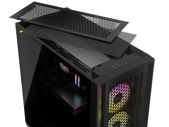 CORSAIR iCUE 5000D RGB AIRFLOW Mid-Tower Case, Black - 3x AF120 RGB ELITE Fans - iCUE Lighting Node PRO Controller - High-airflow Design