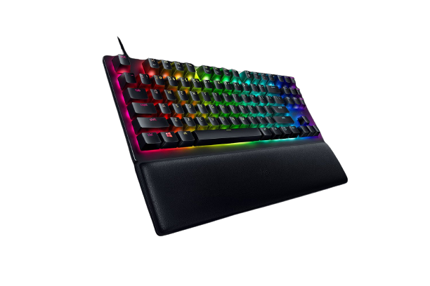 Razer Huntsman V2 Tenkeyless Optical Gaming Keyboard - Razer Clicky Optical Switches, Doubleshot PBT Keycaps, Sound Dampening Foam - Clicky Optical Switch (Purple) - US - Black, RZ03-03940300-R3M1