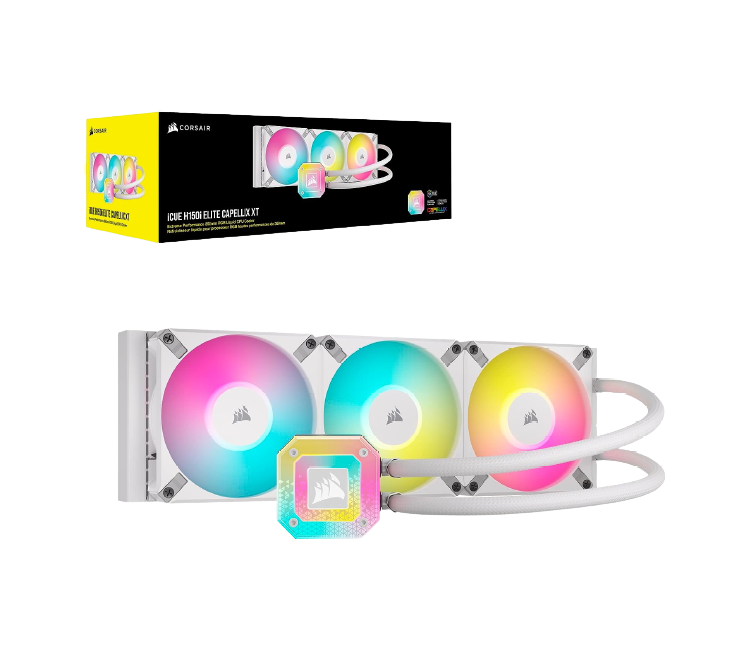 Corsair iCUE H150i ELITE CAPELLIX XT Liquid CPU Cooler 360mm, White - CW-9060073-WW