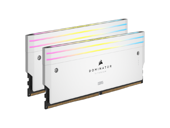 CORSAIR DOMINATOR TITANIUM WHITE 64GB (2 x 32GB) DDR5 6000MT/s Memory - CMP64GX5M2B6000C30W