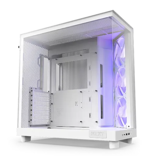 NZXT H6 Flow RGB (2023) Compact Dual-chamber ATX Case with RGB Fans - All White.webp