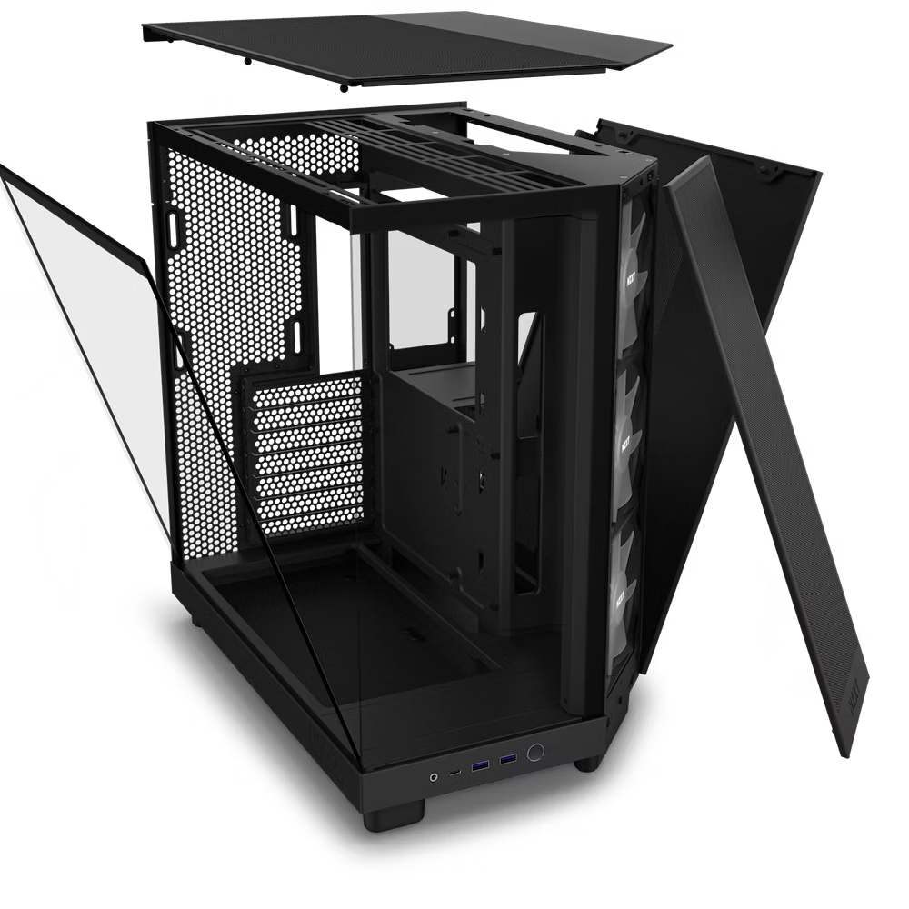 NZXT H6 Flow RGB (2023) Compact Dual-chamber ATX Case with RGB Fans - All Black