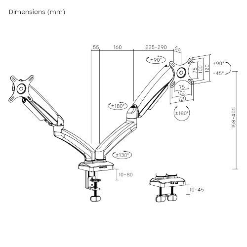 LUMI LEGEND Elegance Dual Screen Mechanical Spring Monitor Arm - White (1).webp