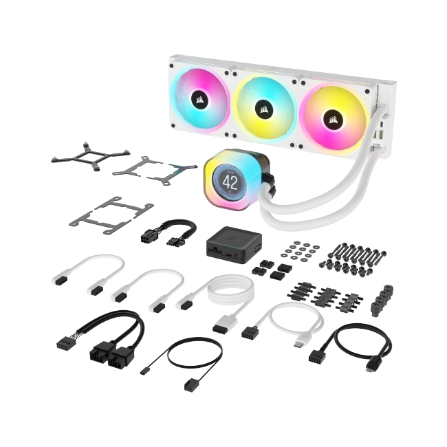 CORSAIR iCUE LINK H150i LCD - QX120 RGB Fans, 360mm Radiato Liquid CPU WHITE Cooler - CW-9061008-WW