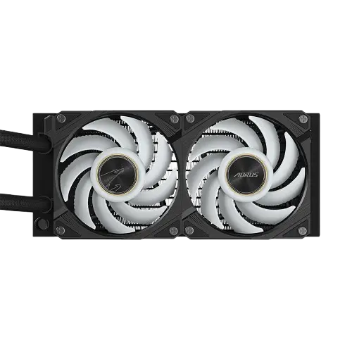 GIGABYTE AORUS WATERFORCE X ii 240, Dual 120mm 240mm, Windforce PWM Fans, Fusion 2.0, Advanced RGB Lighting Control Black Radiator (2).webp