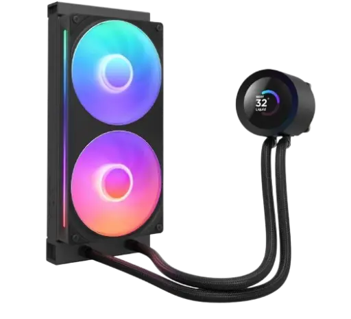 NZXT Kraken Plus 240mm RGB AIO, LCD Display, 2 x RGB Core Fans, Black CPU Liquid Cooler (1).webp