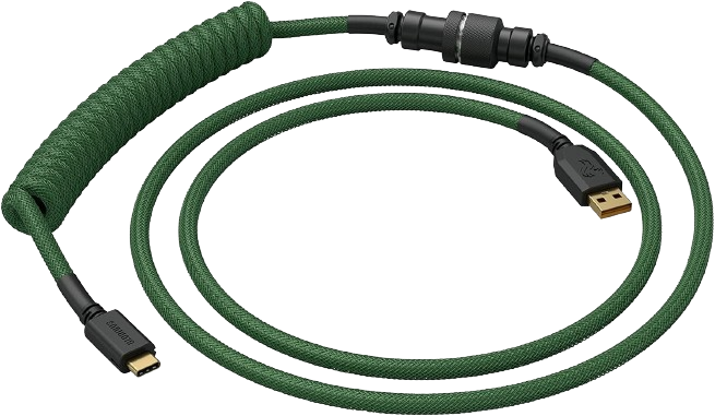 Glorious PC Gaming Race Coiled Cable Forest Green, USB-C auf USB-A Spiralkabel - 1,37m