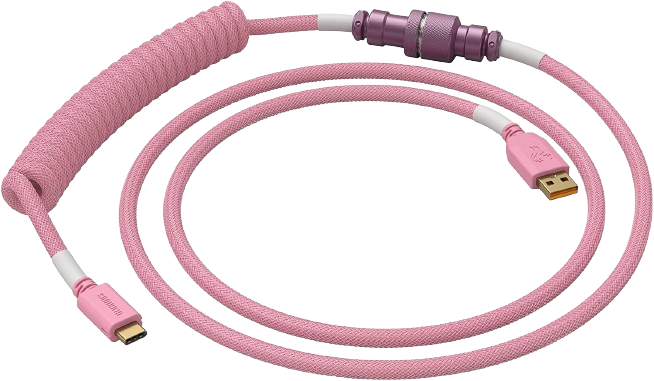 Glorious PC Gaming Race Coiled Cable PINK, USB-C auf USB-A Spiralkabel - 1,37m