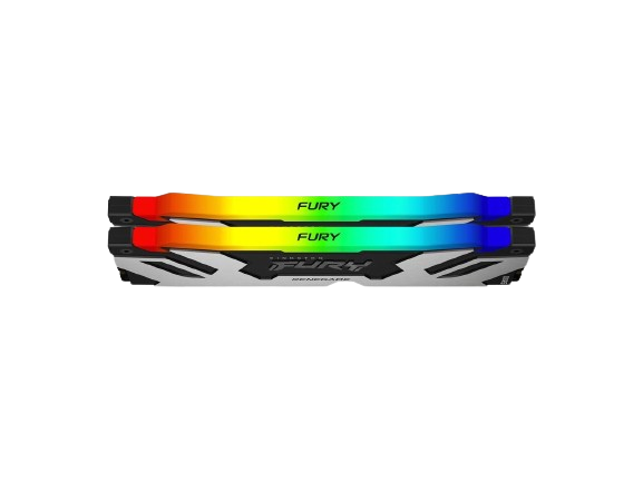 Kingston FURY Renegade RGB 32GB (16GB x2) DDR5 6400MT/s Silver/Black Memory - KF564C32RSAK2-32