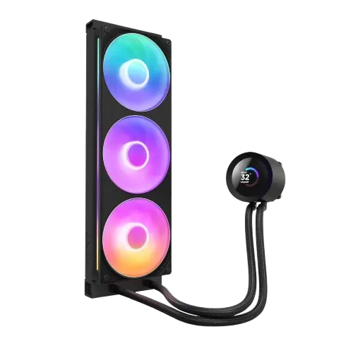 NZXT Kraken Plus RGB 360mm AIO, LCD Display, 3x RGB Core Fans, Black Liquid Cooler.webp