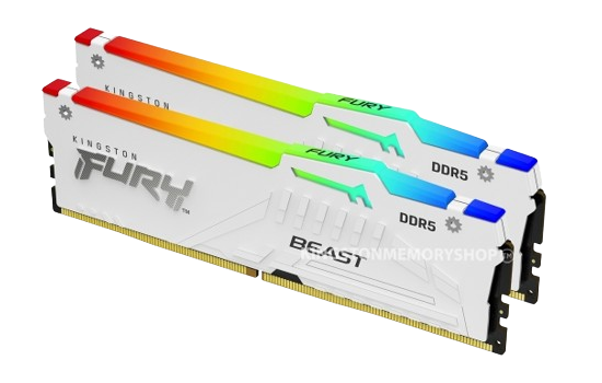 Kingston FURY Beast RGB KF564C32BWAK2-32 32GB (16GB x2) DDR5 6400MT/s DIMM XMP White Memory
