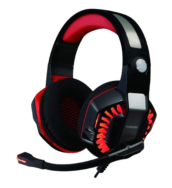 Toshiba LED Light, Rotating Microphone (Black/Red), Wired Gaming Headset