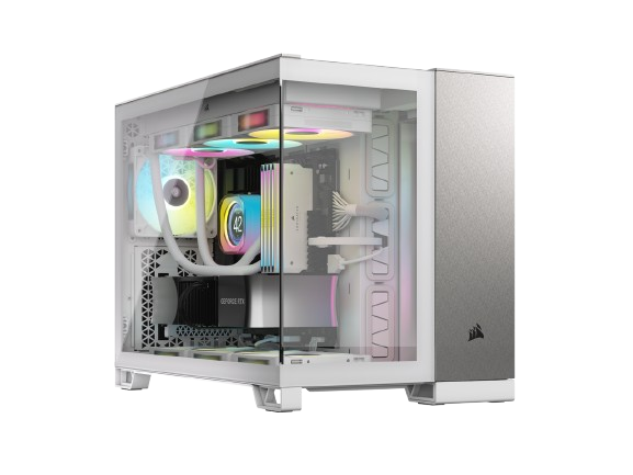 Corsair 2500X Micro ATX Dual Chamber White/Satin Gray Aluminum PC Case 