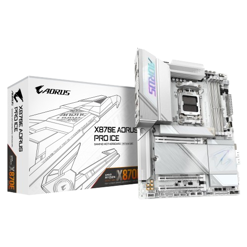 Gigabyte X870E AORUS PRO ICE AMD AM5, Wi-Fi, DDR5 White Motherboard